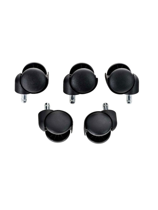 5-pack vloerwieltjes kunststof, zwart