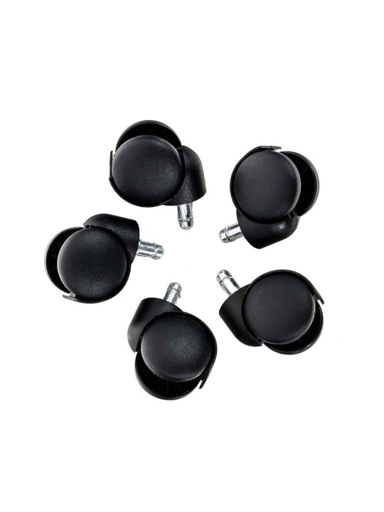5-pack vloerwieltjes kunststof, zwart