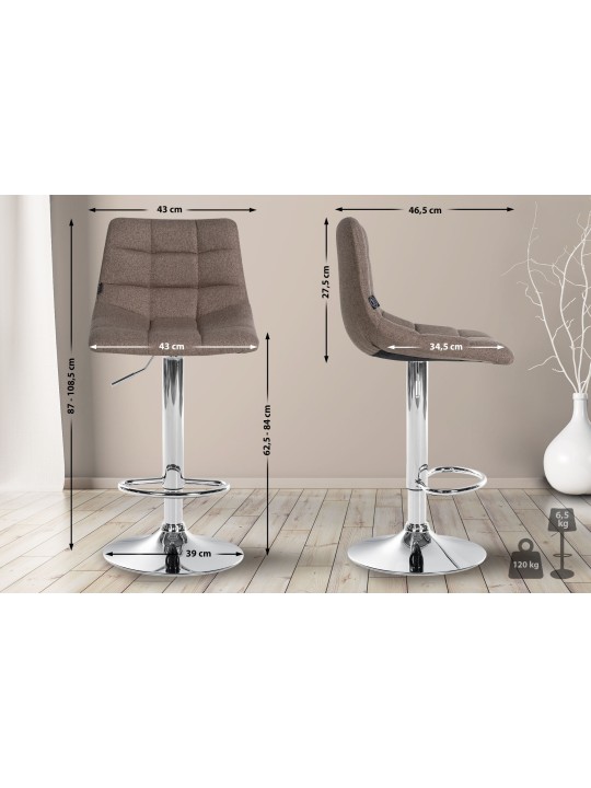 Barkruk Jerry stof chroom, taupe Barkruk Jerry stof chroom, taupe