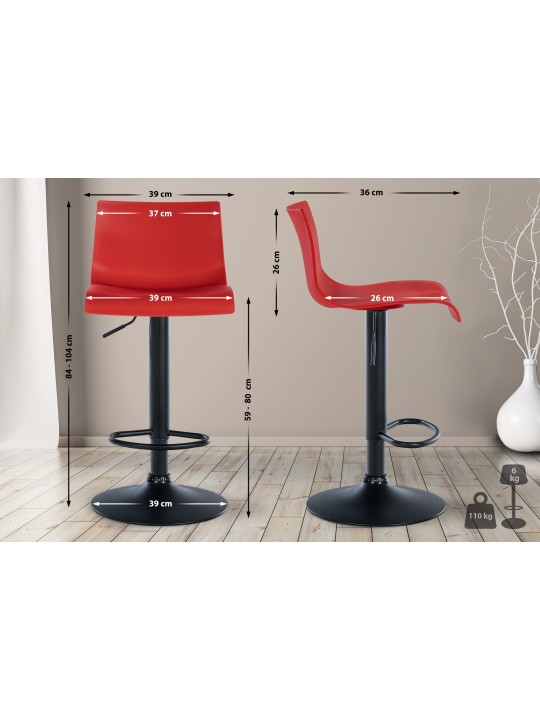 Barkruk Branford kunststof, rood