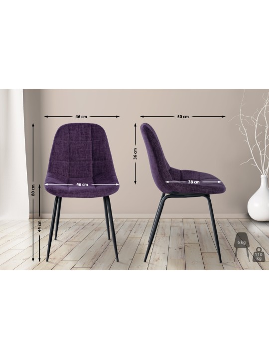 Set van 2 stoelen Tom stof, paars Set van 2 stoelen Tom stof, paars
