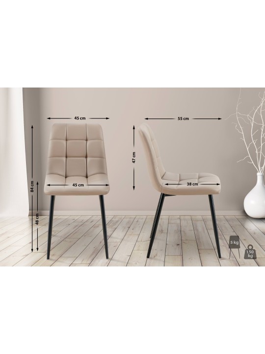 Set van 4 eetkamerstoelen Antibes kunstleer, taupe Set van 4 eetkamerstoelen Antibes kunstleer, taupe
