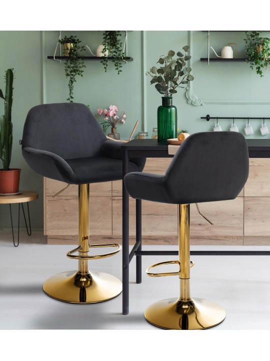 Barkruk Braga Goud Fluweel, zwart