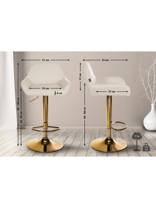 Barkruk Braga Gold stof, crème