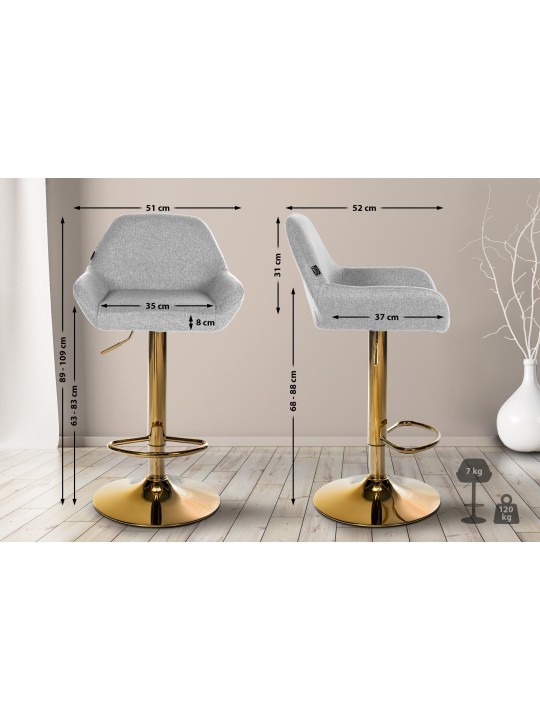 Barkruk Braga Gold stof, grijs