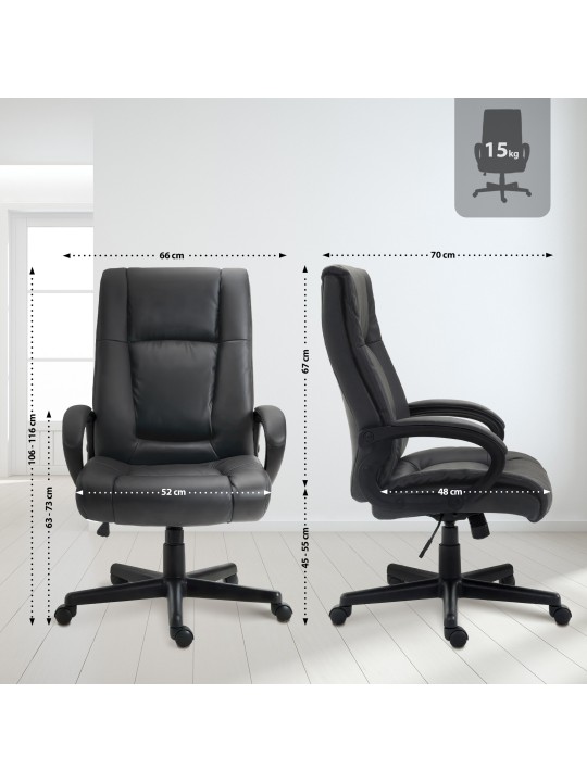 Bureaustoel XL Sparta kunstleer, zwart