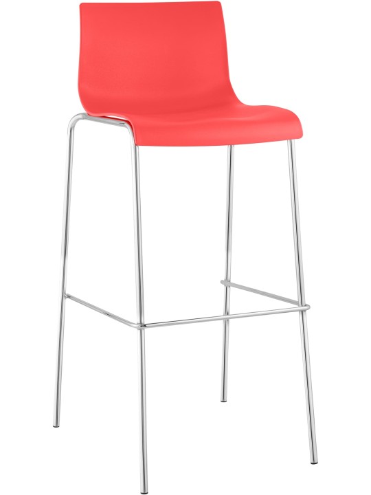 Barkruk Hoover chroom 4-poots frame, rood