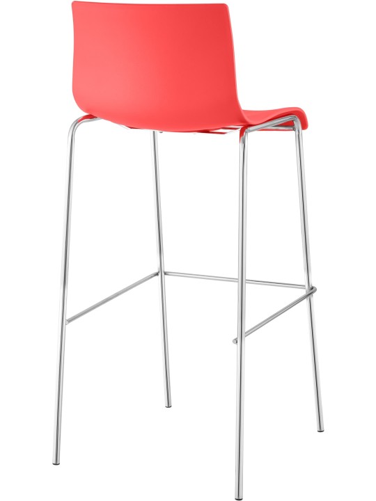 Barkruk Hoover chroom 4-poots frame, rood