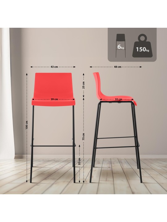 Barkruk Hoover 4-poots frame, rood Barkruk Hoover 4-poots frame, rood