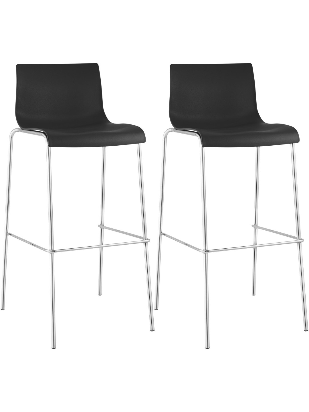 Set van 2 barkrukken Hoover kunststof 4-poots frame chroom, zwart