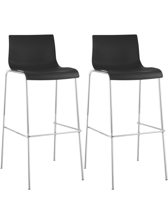 Set van 2 barkrukken Hoover kunststof 4-poots frame chroom, zwart Set van 2 barkrukken Hoover kunststof 4-poots frame chroom, zwart