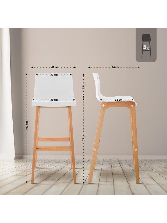 Barkruk Hoover Natura 4-poots frame, wit