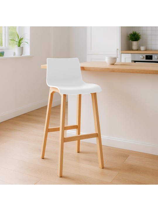 Barkruk Hoover Natura 4-poots frame, wit
