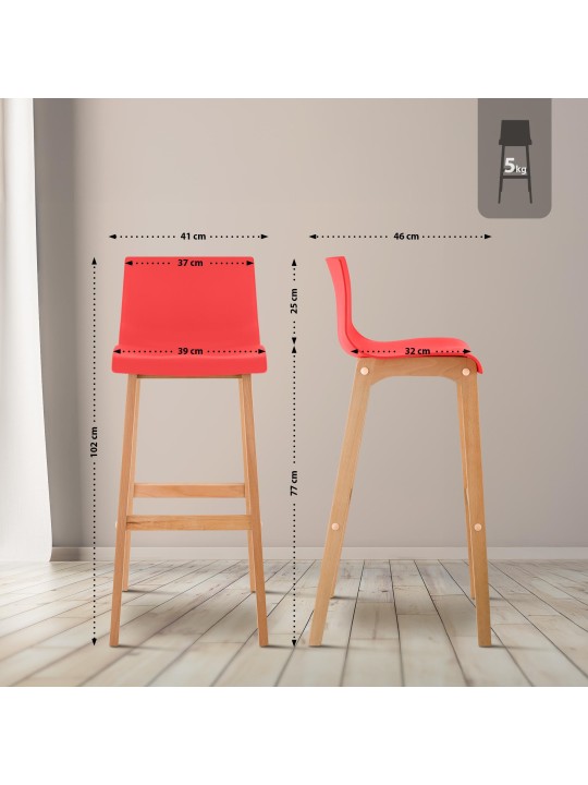 Barkruk Hoover Natura 4-poots frame, rood
