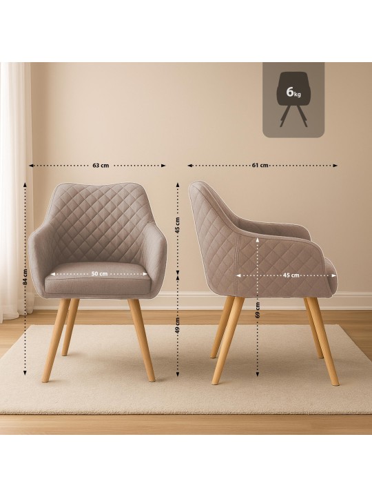 Eetkamerstoel Gent stof natura, taupe