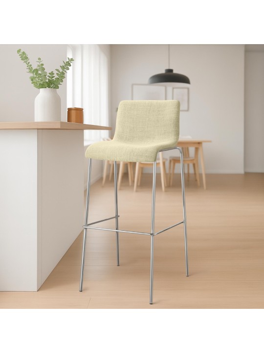 Barkruk Hoover stof 4-poots frame chroom, crème