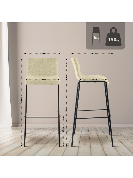 Barkruk Hoover stof 4-poots frame, crème