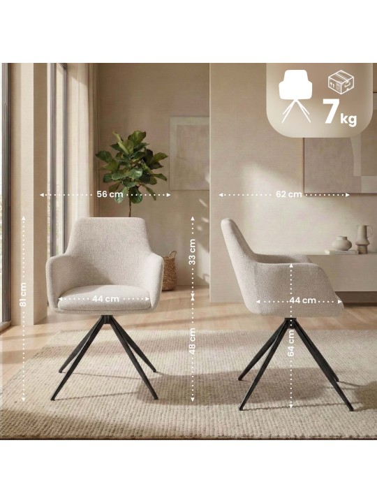 Set van 2 eetkamerstoelen Olema stof, crème Set van 2 eetkamerstoelen Olema stof, crème