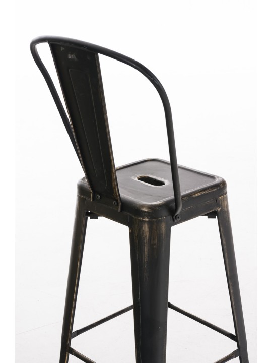 Barkruk Aiden antiek, zwart-goud