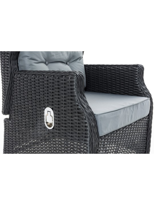 Breno fauteuil incl. voetenbank ijzergrijs, zwart Breno fauteuil incl. voetenbank ijzergrijs, zwart