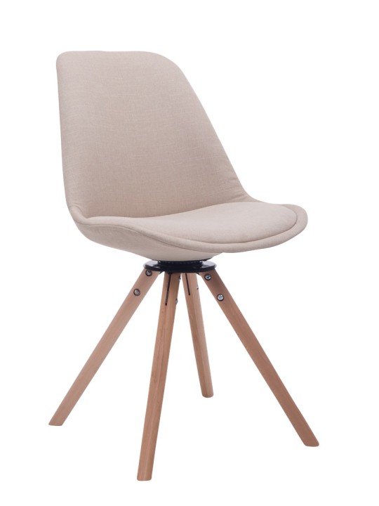 Bezoekersstoel Troyes Draaibaar Natura Stof Rond, crème