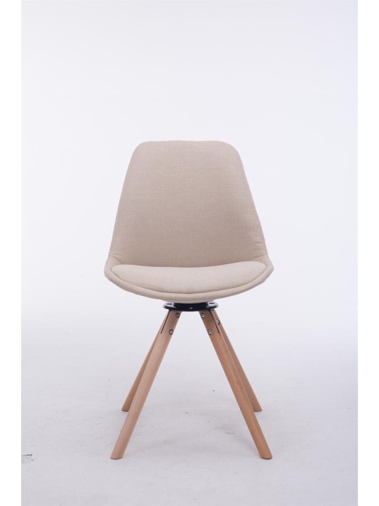 Bezoekersstoel Troyes Draaibaar Natura Stof Rond, crème