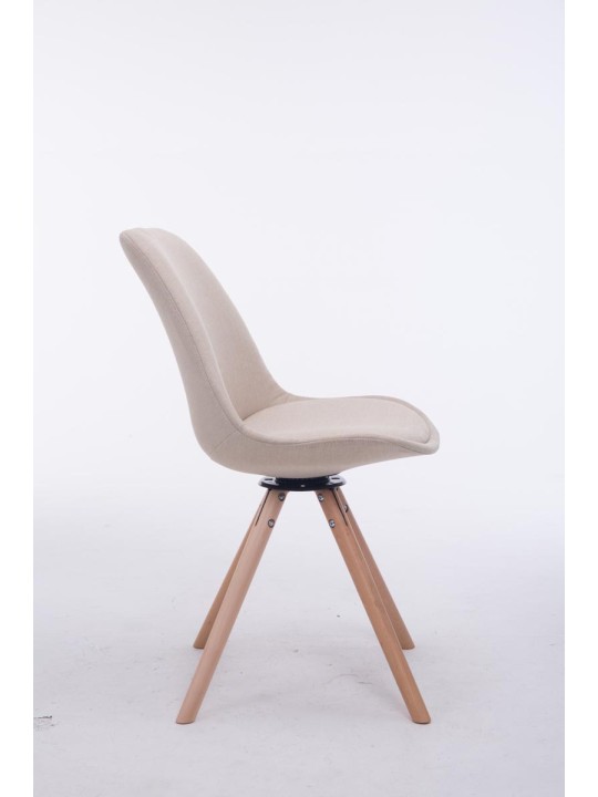 Bezoekersstoel Troyes Draaibaar Natura Stof Rond, crème