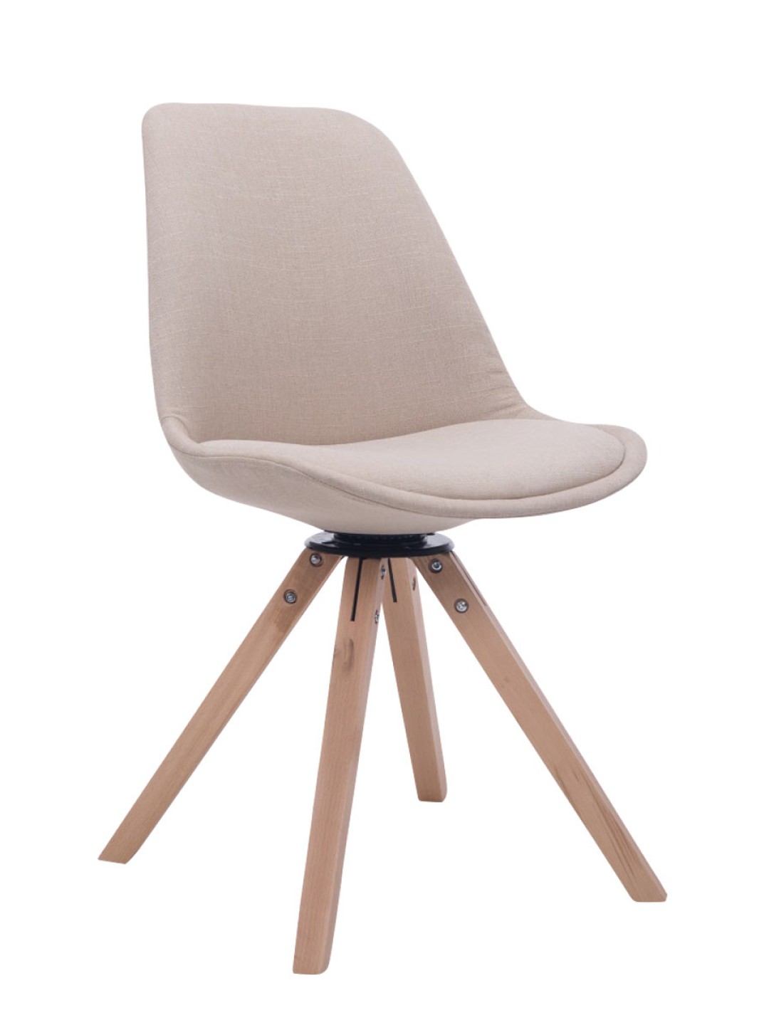 Troyes draaibare Natura stoffen vierkante bezoekersstoel, crème