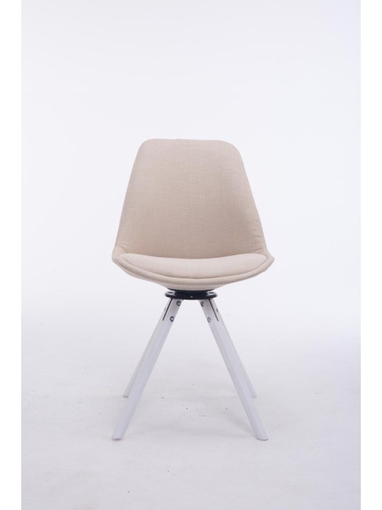 Bezoekersstoel Troyes Draaibaar Stof Rond, crème