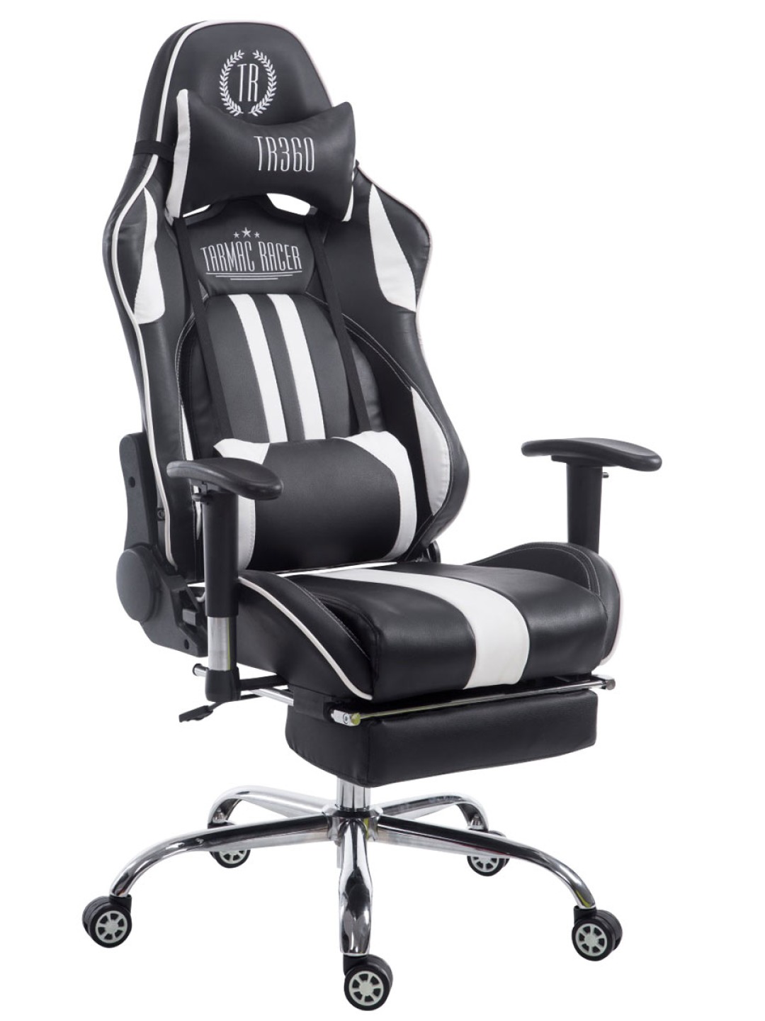 Racing bureaustoel Limit met voetsteun, zwart/wit
