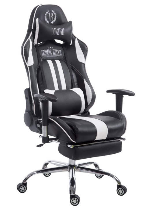 Racing bureaustoel Limit met voetsteun, zwart/wit