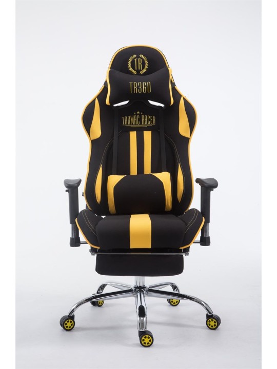 Racing bureaustoel Limit stof met voetsteun, zwart/geel