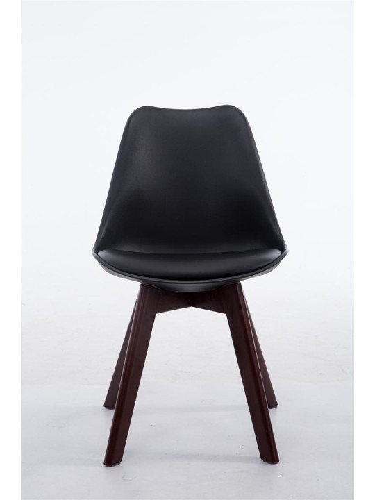 Bezoekersstoel Borneo V2 walnoot kunstleer, zwart