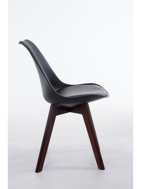 Bezoekersstoel Borneo V2 walnoot kunstleer, zwart