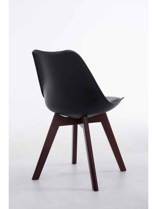 Bezoekersstoel Borneo V2 walnoot kunstleer, zwart