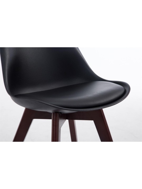 Bezoekersstoel Borneo V2 walnoot kunstleer, zwart