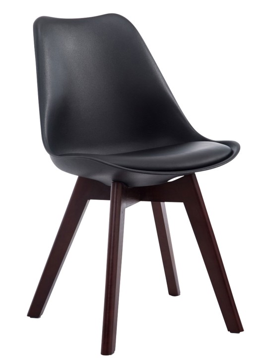 Bezoekersstoel Borneo V2 walnoot kunstleer, zwart