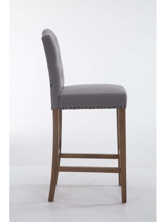 Barkruk Louise stof antiek-licht, lichtgrijs