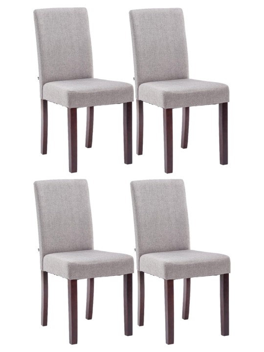 Set van 4 eetkamerstoelen Ina stof cappuccino, lichtgrijs