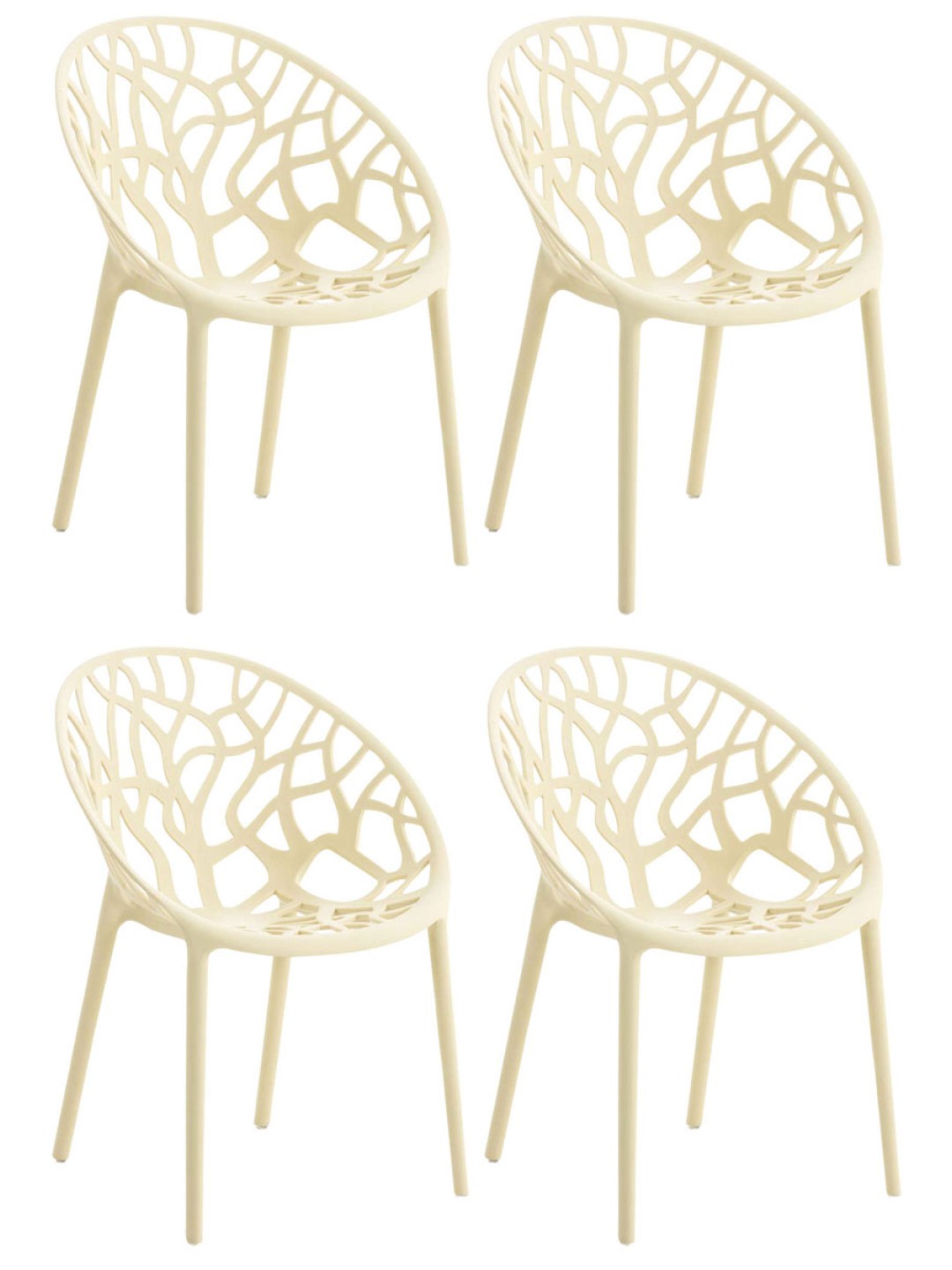 Set van 4 stoelen Hope, crème