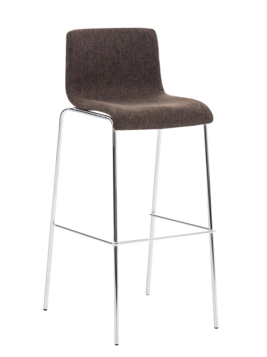 Set van 2 barkrukken Hoover stof 4-poots frame chroom, bruin