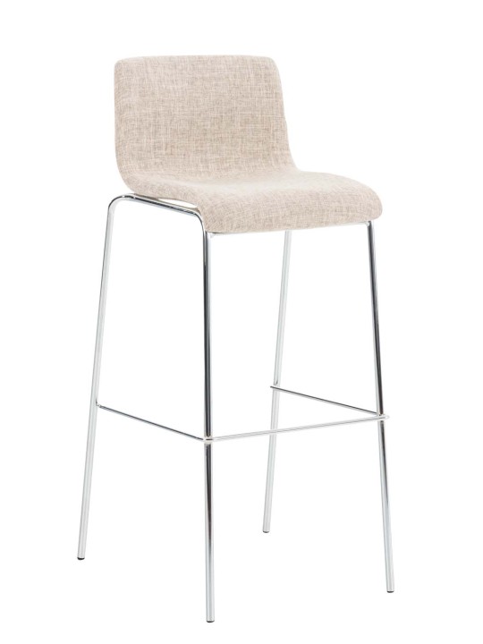 Set van 2 barkrukken Hoover stof 4-poots frame chroom, crème