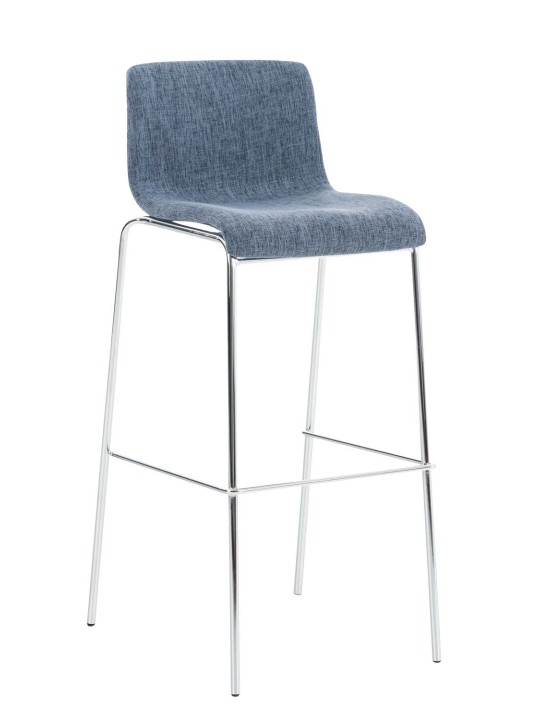 Set van 2 barkrukken Hoover stof 4-poots frame chroom, blauw