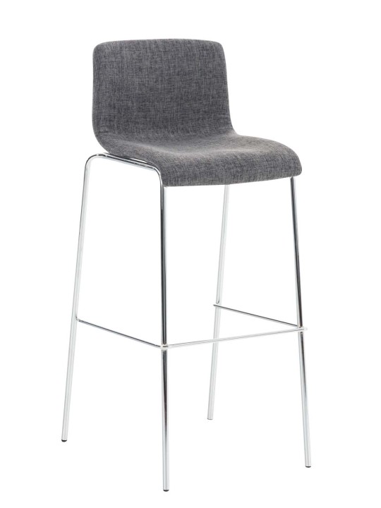 Set van 2 barkrukken Hoover stof 4-poots frame chroom, lichtgrijs