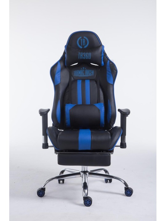 Racing bureaustoel Limit V2 kunstleer met voetsteun, zwart/blauw