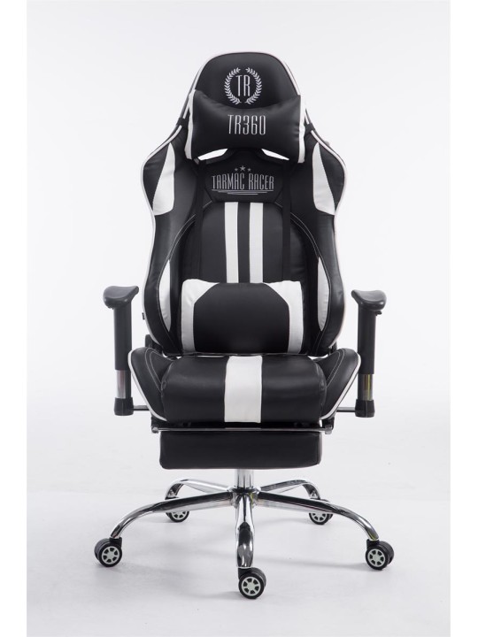 Racing bureaustoel Limit V2 kunstleer met voetsteun, zwart/wit