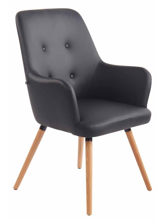 Ligstoel Aarhus kunstleer naturel, zwart