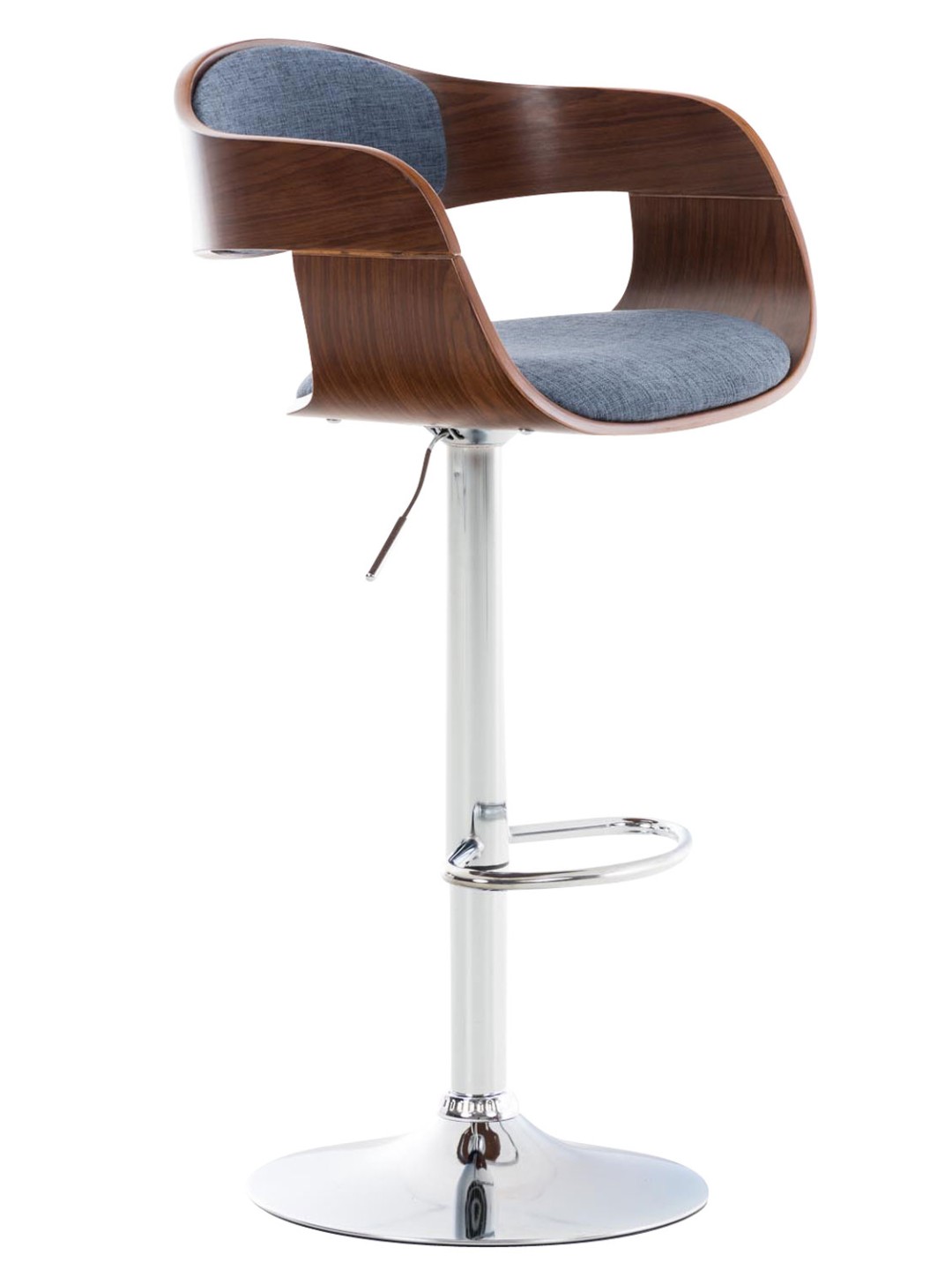 Barkruk Kingston C stof, walnoot/blauw