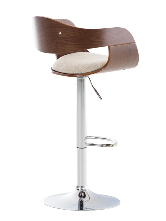 Barkruk Kingston C stof, walnoot/crème