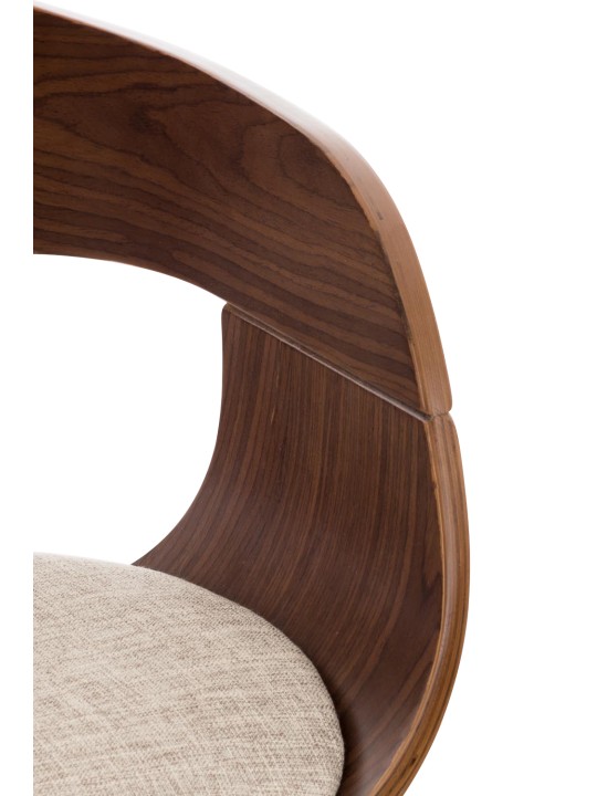 Barkruk Kingston C stof, walnoot/crème